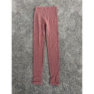 Grace & Lace Leggings Womens Size S Mauve Pink Ribbed Knit High Waist